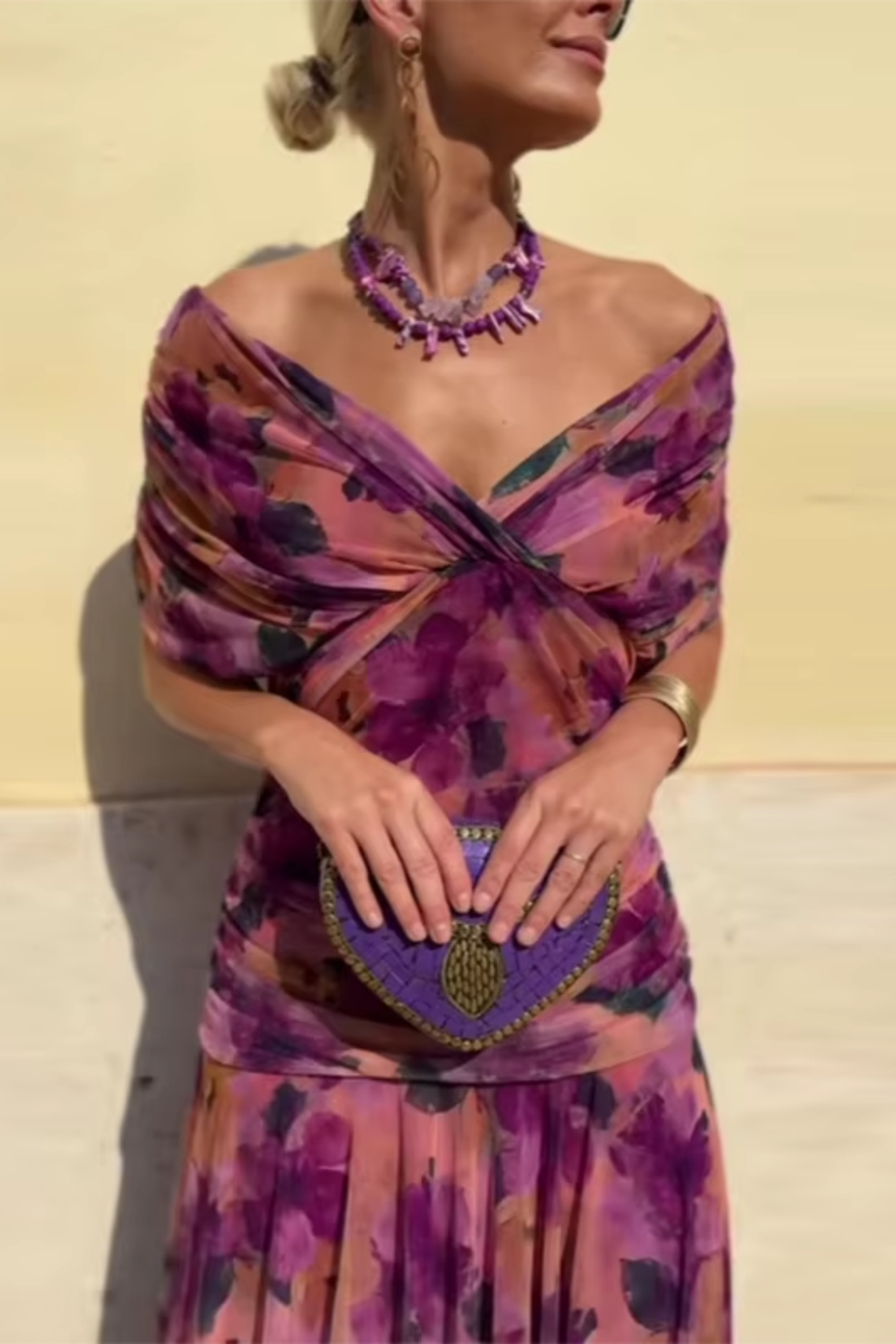 Ailbhe | Elegant V-Neck Chiffon Maxi Dress