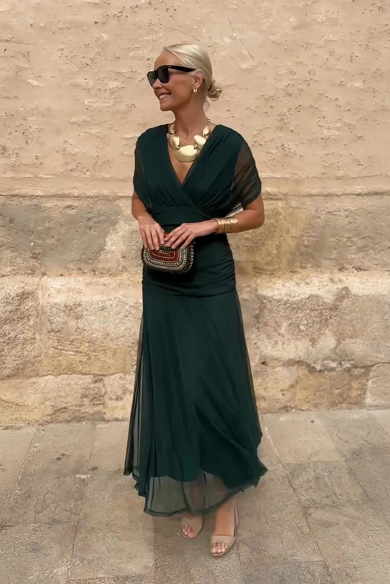 Ailbhe | Elegant V-Neck Chiffon Maxi Dress