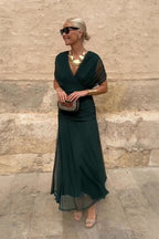 Ailbhe | Elegant V-Neck Chiffon Maxi Dress