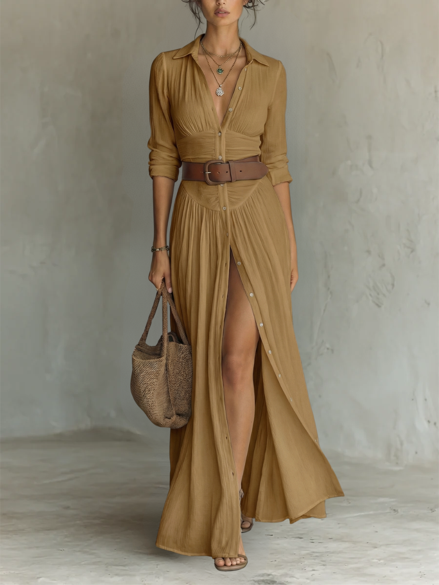 Amelia Maxi Dress | Elegant Button‑Front Style