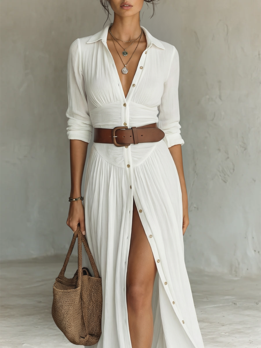 Amelia Maxi Dress | Elegant Button‑Front Style