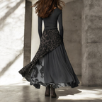 Aoife | Elegant Leopard Accent Maxi Dress