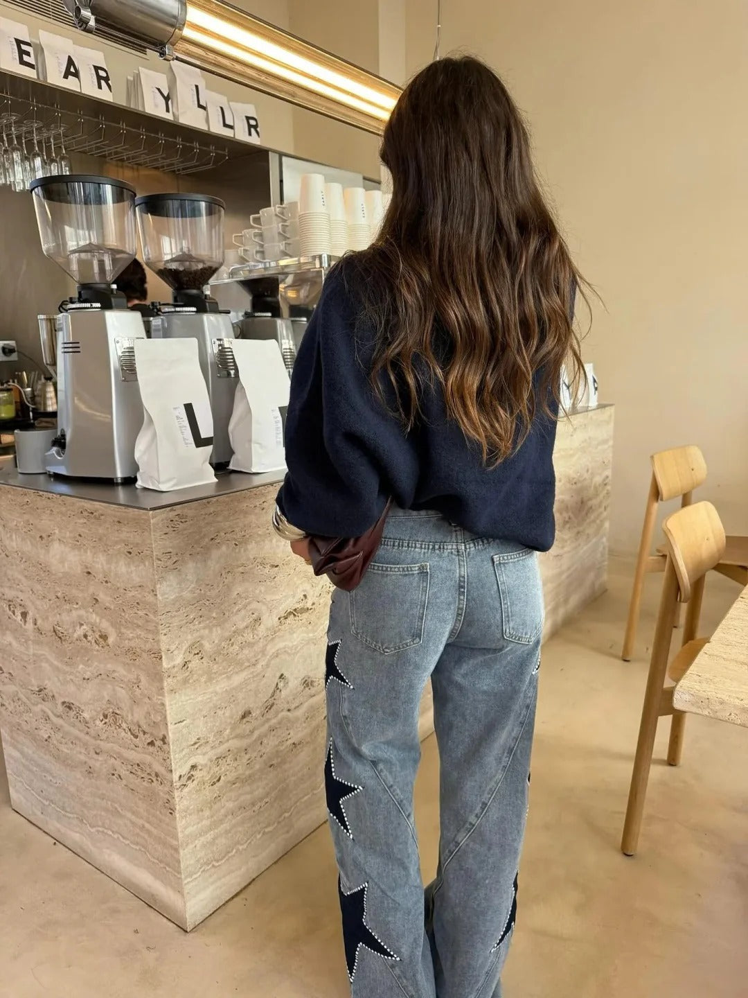 Celestia | Star Detail Straight-Leg Jeans